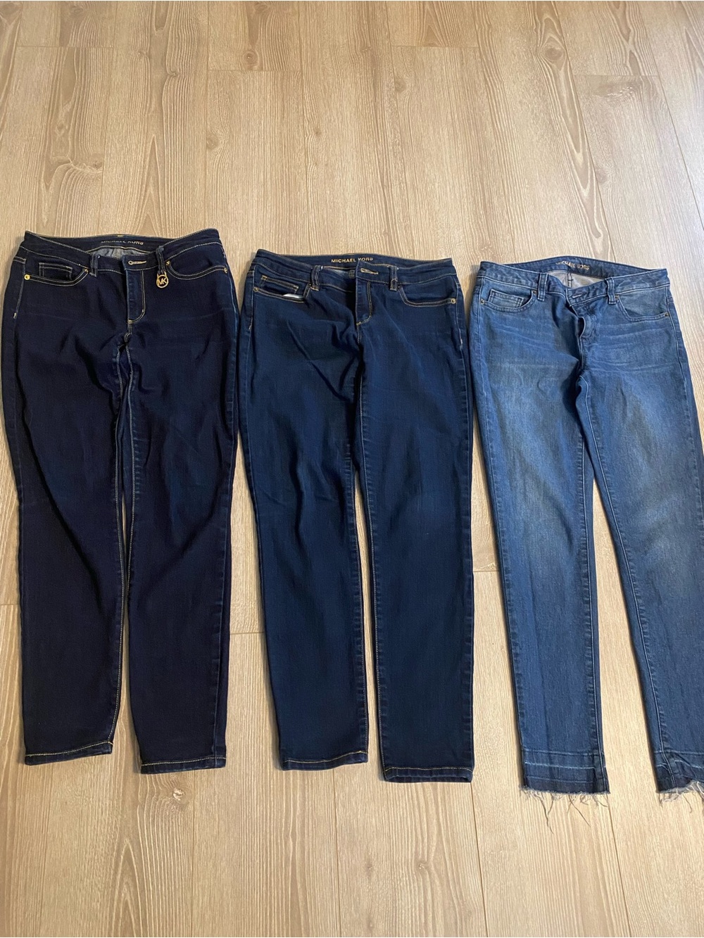 Michael Kors Women's Skinny Jeans - Dark Indigo, Navy & Medium Blue Trio